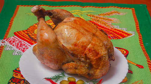 Հավը բանկայի վրա ջեռոցում